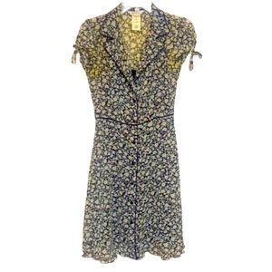 🌞 Speechless vintage 80s floral button up short tie sleeves midi dress 3